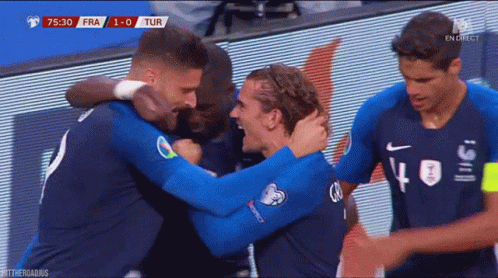 Soccer Players Hugging France Vs Turkey GIF