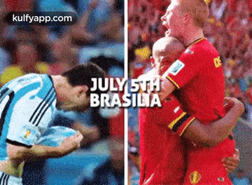 Soccer Players Hugging July 5th Brasilia