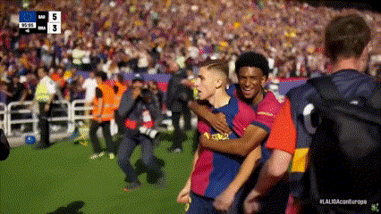 Soccer Players Hugging With 5-3 Score