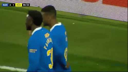 Soccer Players In Blue Jerseys 30 And 9 GIF