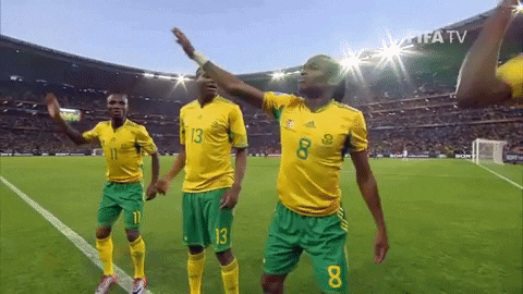 Soccer Players In Yellow And Green Number 8 Uniforms GIF
