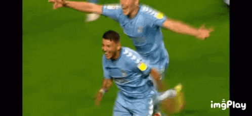 Soccer Players Jumping Celebrating Goal GIF