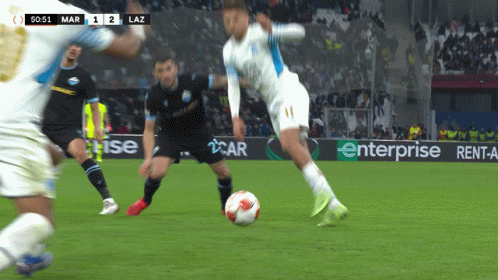 Soccer Players On A Field With A Banner For Enterprise GIF