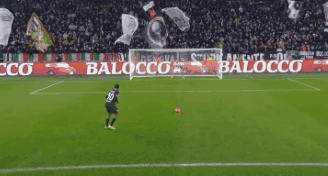 Soccer Players On A Field With A Banner That Says Juventus On It GIF