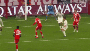 Soccer Players On A Field With A Qatar Airways Banner In The Background GIF