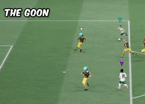 Soccer Players On A Field With The Goon Written On The Top GIF