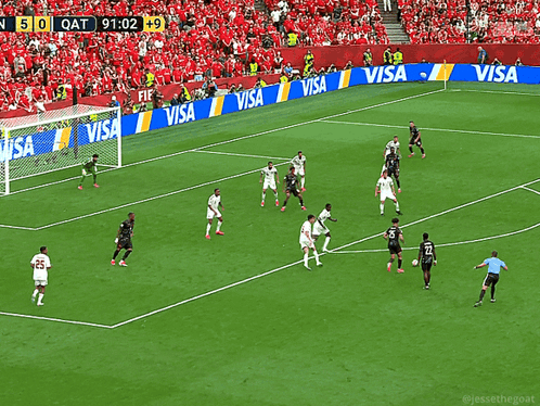 Soccer Players On A Field With Visa Advertisements GIF
