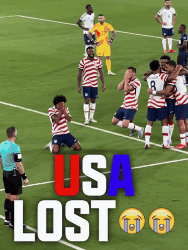 Soccer Players on Field USA Lost