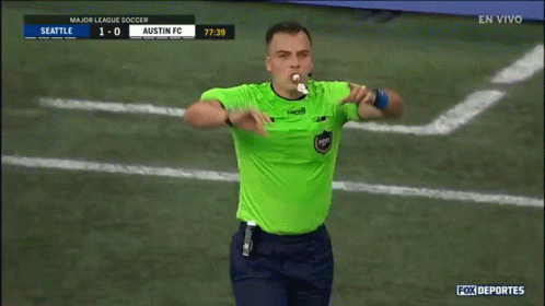 Soccer Players on Field with Computer Says No