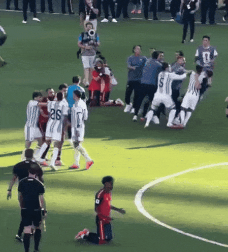 Soccer Players on Field With Goodbye Buying Ad