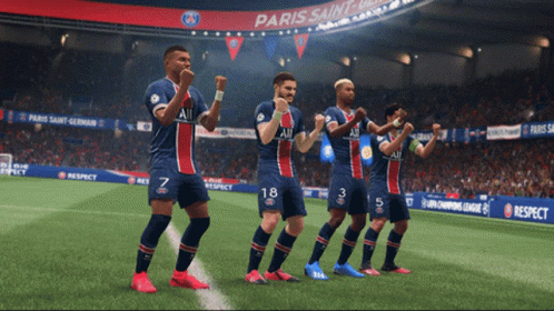 Soccer Players on Field with Paris Saint-Germain Banner