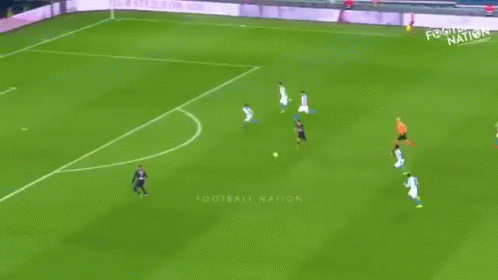 Soccer Players On Field With Visit Qatar Sign GIF