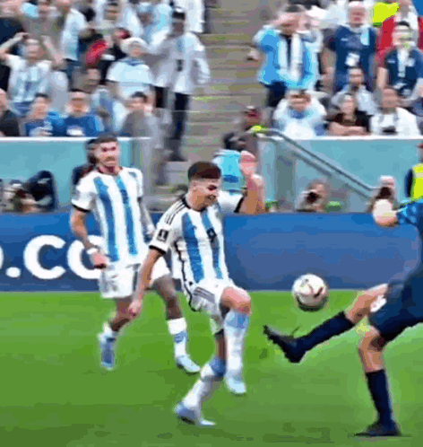 Soccer Players Playing On Field With .Cc Banner GIF