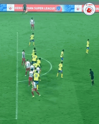 Soccer Players Playing on Field with Hero Ad