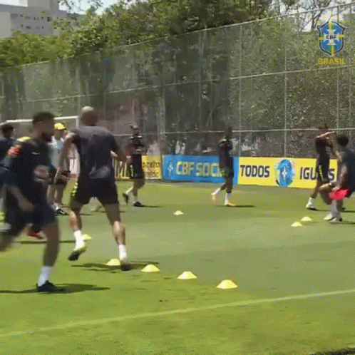 Soccer Players Practicing With Todos Iglesias Sign GIF