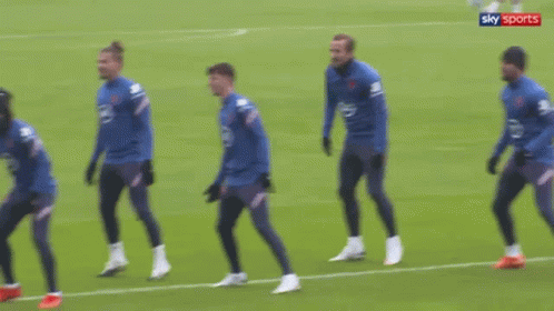 Soccer Players Standing on Field with Sky Sports Logo