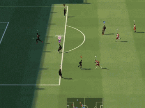 Soccer Players With Purple Triangle GIF