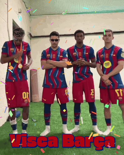 Soccer Players With Visca Barça