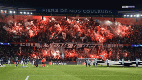 Soccer Stadium With Fiers De Nos Couleurs Banner