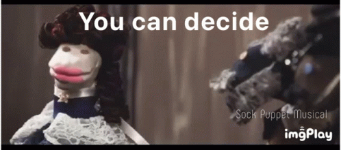 Sock Puppet Dress Wig Saying You Can Decide