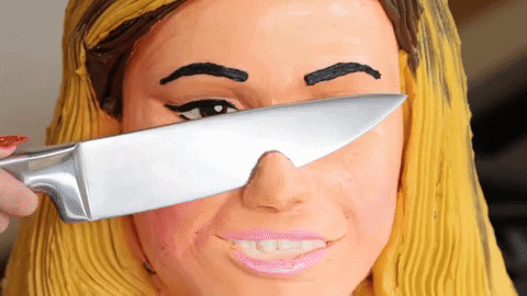 Cutting The Soft Human Cake Face GIF