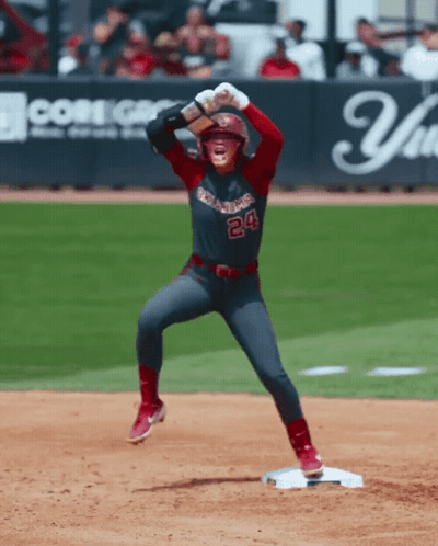 Softball Hit Second Base Game GIF
