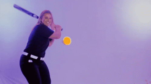 Softball Player Amanda Lorenz Hitting Ball Confetti GIF