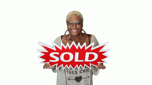 Sold Placard Dancing Woman GIF