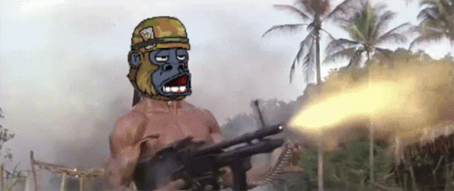 Soldier Ape Rambo Machine Gun GIF