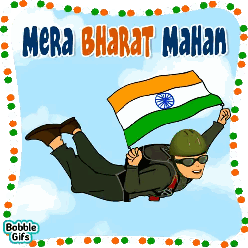 Soldier Holding Indian Flag Mera Bharat Mahan