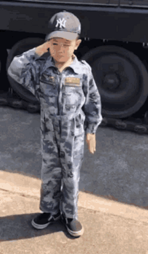 Soldier Kid Salute GIF
