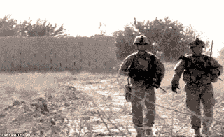 Soldier Leaving Danger Place Explosion Meme GIF