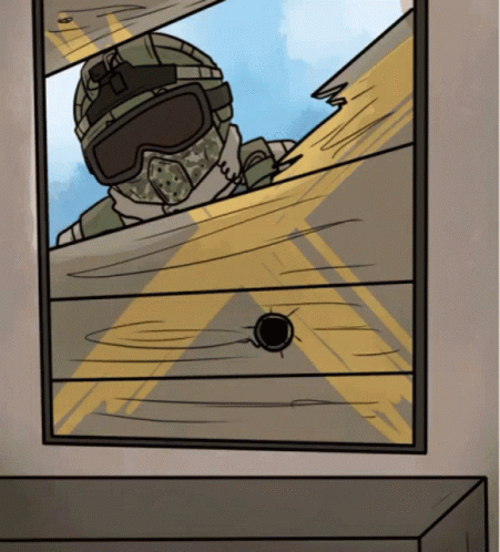 Soldier Looking Through Window