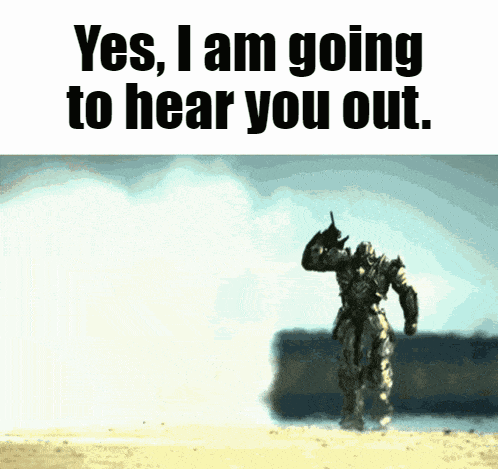 Soldier Saying Yes I Am Going to Hear You Out