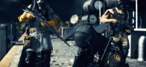Soldier With S.P.D. Badge On Shoulder GIF