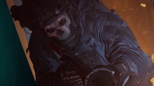 Soldier With Skull Mask Holding Gun GIF