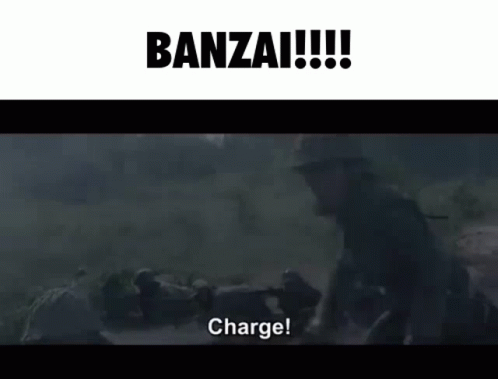 Soldier Yelling Banzai Charge GIF