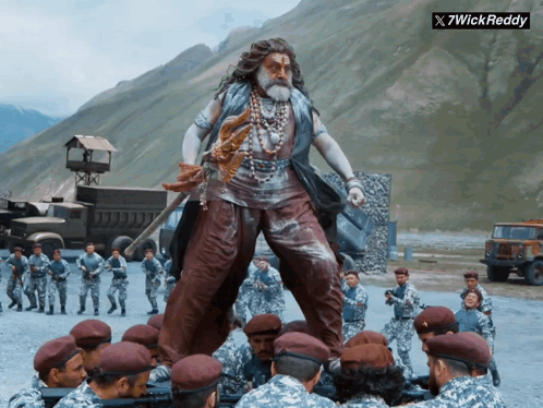Soldiers Around Statue of 7wick Reddy