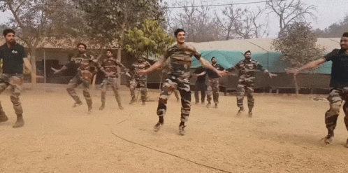 Soldiers Dancing In Dirt GIF