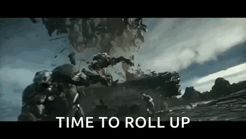 Soldiers Fighting Robot Saying Time To Roll Up GIF