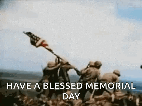 Soldiers Holding American Flag in Air