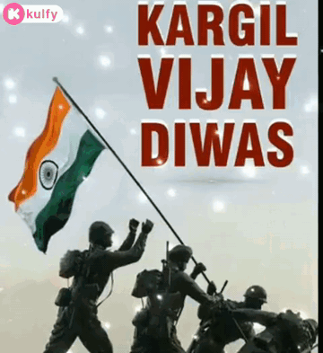 Soldiers Holding Flag Kargil Vijay Diwas
