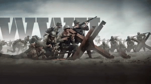 Soldiers in Battle Scene WWII