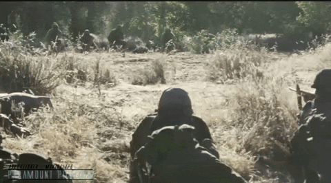 Soldiers In Field With Paramount Pictures