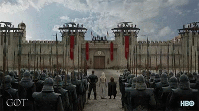 Soldiers in Front of Castle Saying Got