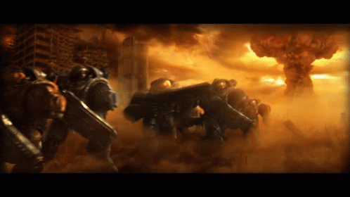 Soldiers in Front of Nuclear Explosion