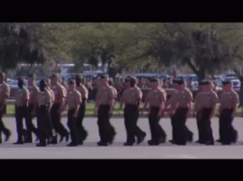 Soldiers Marching in a Line