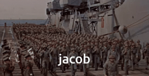 Soldiers Marching In Front Of Large Ship Jacob GIF