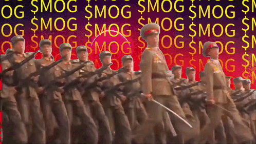 Soldiers Marching in Front of OG Smog