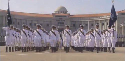 Soldiers Marching in Front of Supreme Court Building